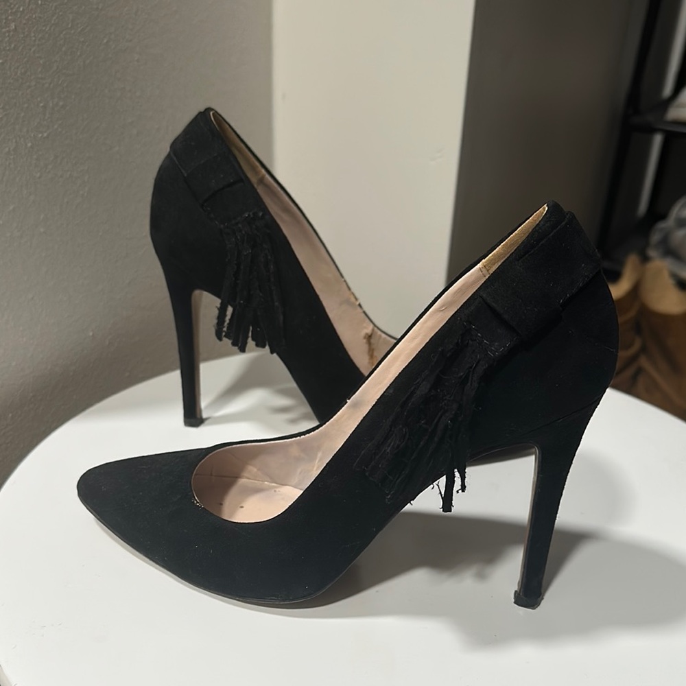 Nine West Black High Heel Pumps Suede Pointed Toe